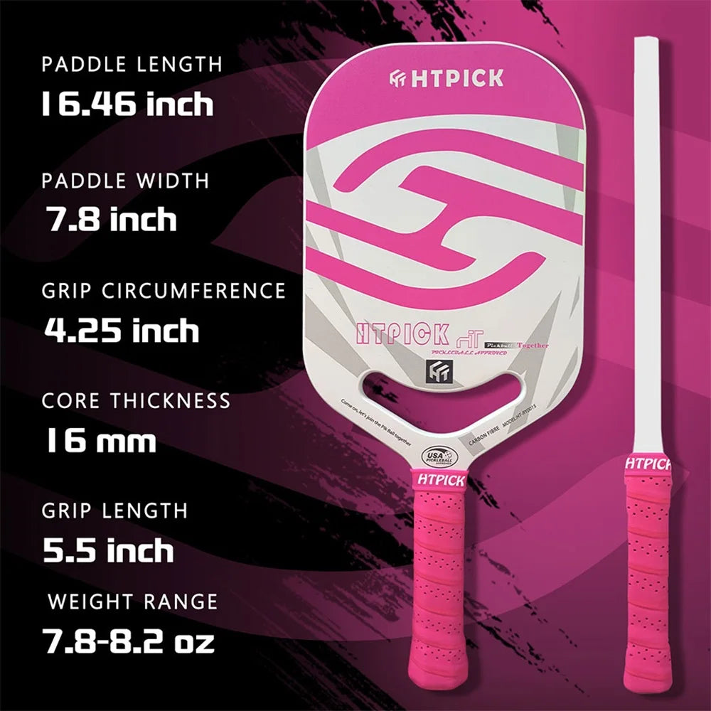 HTPICK Pickleball Carbon Fiber Integrated Professional Enhanced Rotation Pickleball