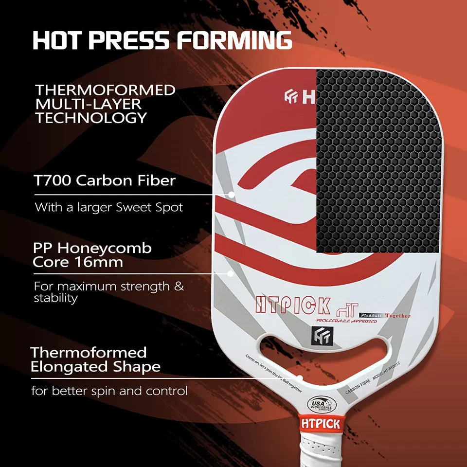 HTPICK Pickleball Carbon Fiber Integrated Professional Enhanced Rotation Pickleball