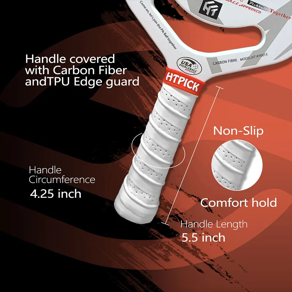 HTPICK Pickleball Carbon Fiber Integrated Professional Enhanced Rotation Pickleball