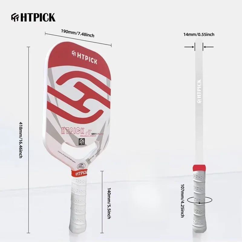 HTPICK Pickleball Carbon Fiber Integrated Professional Enhanced Rotation Pickleball