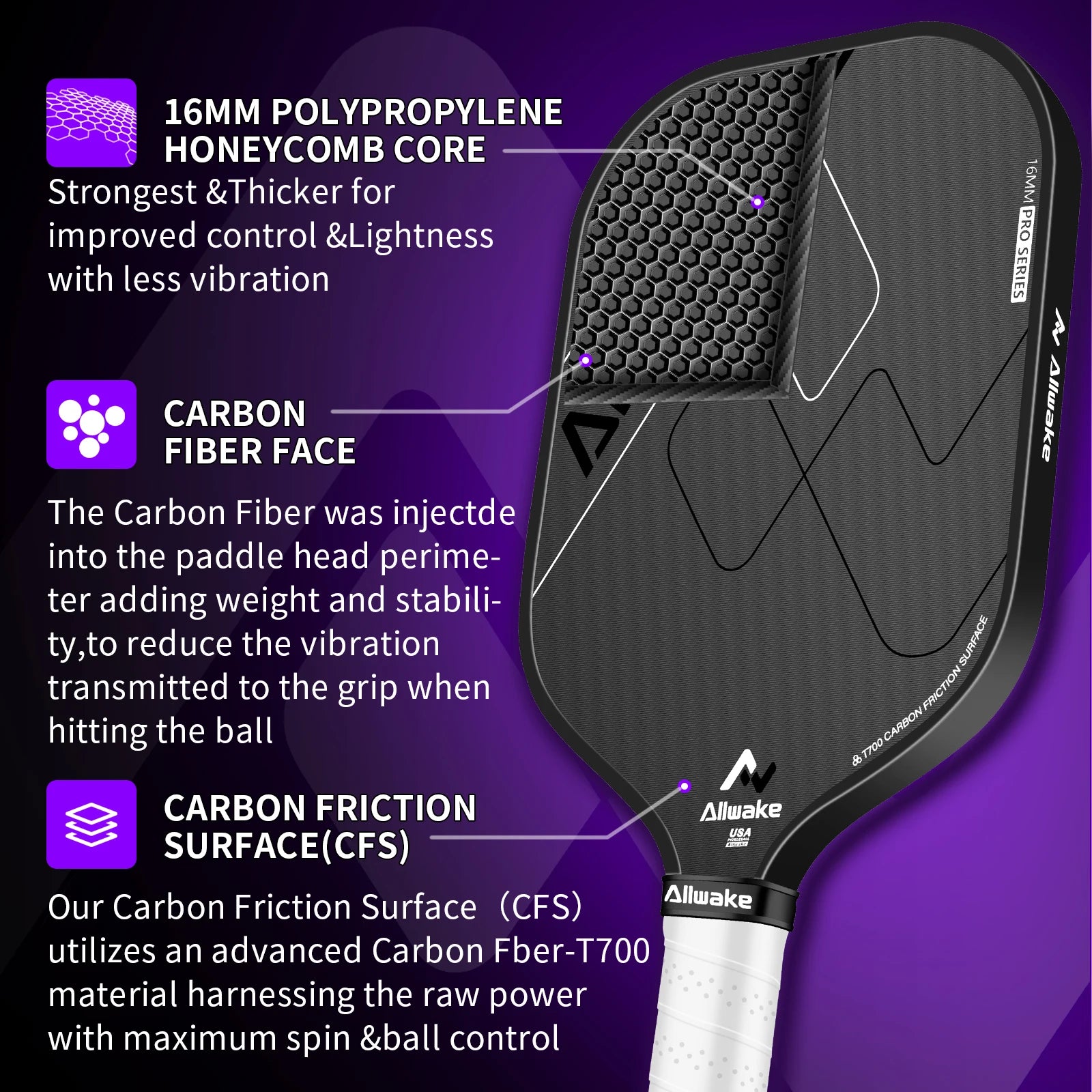 Pickleball Paddle Racquet Allwake Pickleball