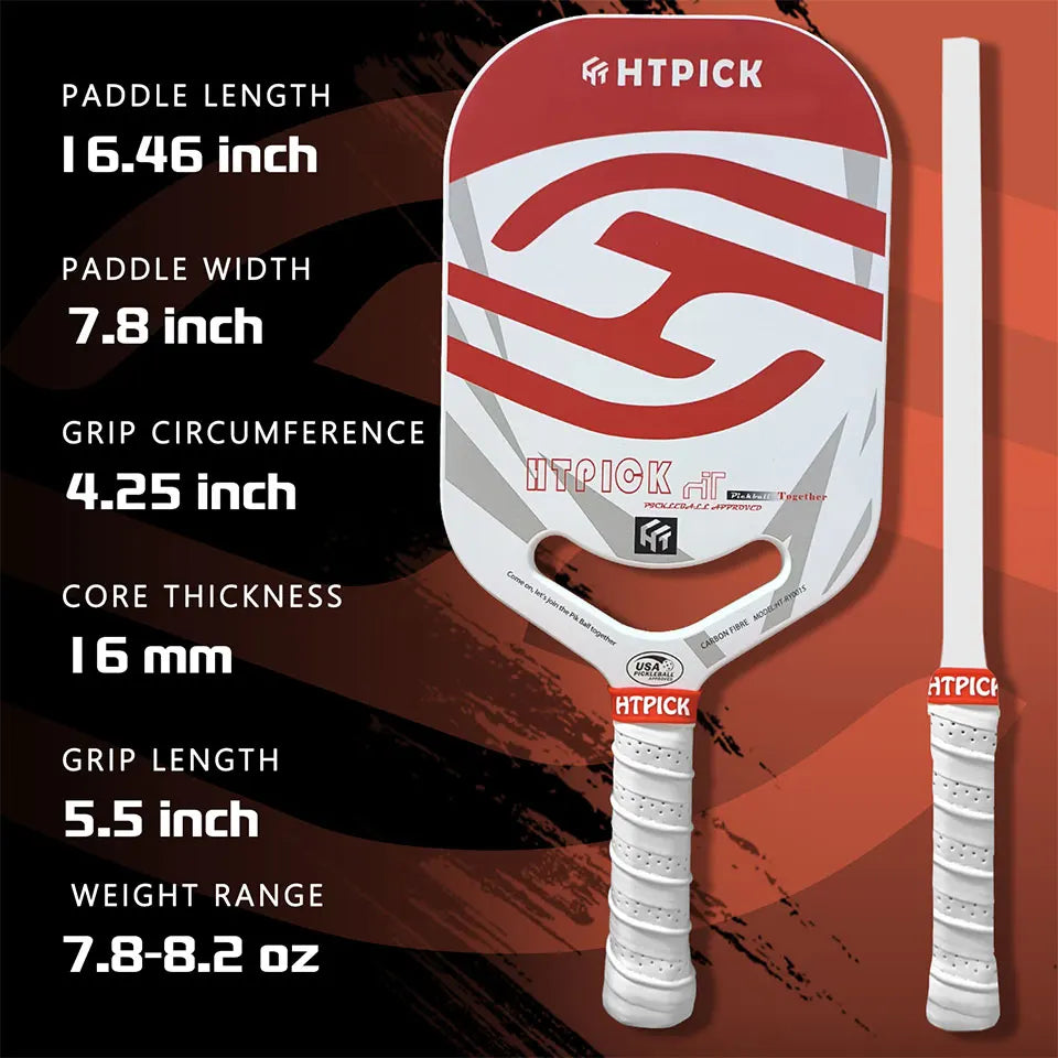 HTPICK Pickleball Carbon Fiber Integrated Professional Enhanced Rotation Pickleball