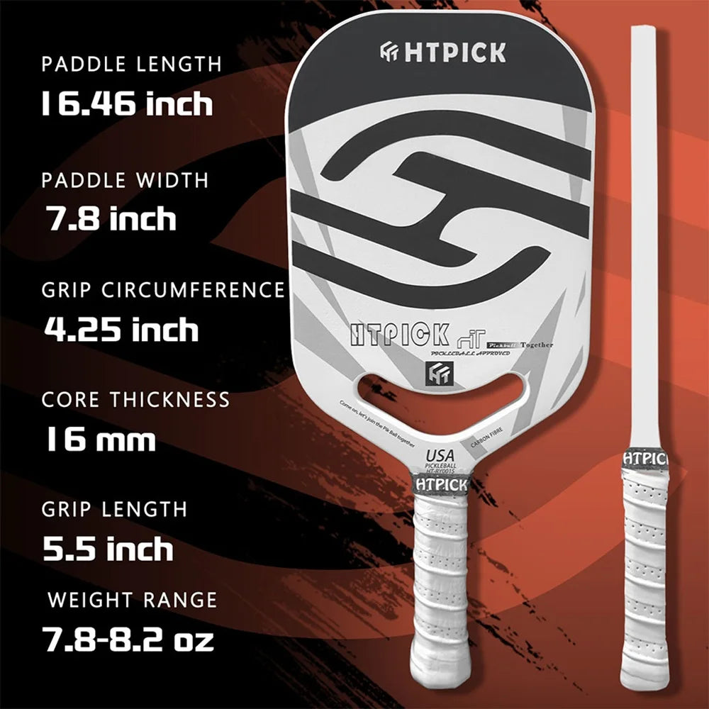 HTPICK Pickleball Carbon Fiber Integrated Professional Enhanced Rotation Pickleball